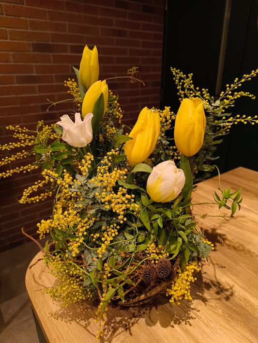 【レッスン】チューリップ＆ミモザアレンジメント