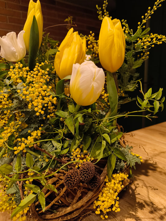 【レッスン】チューリップ＆ミモザアレンジメント